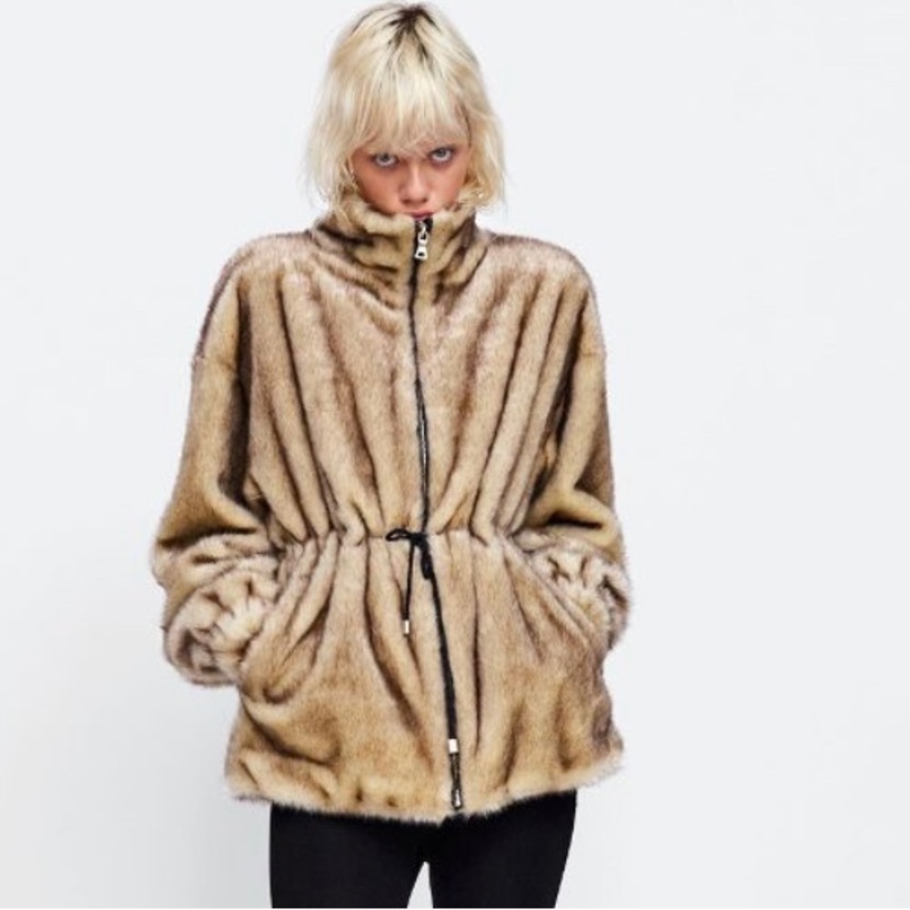 Zara two-toned faux fur jacket
